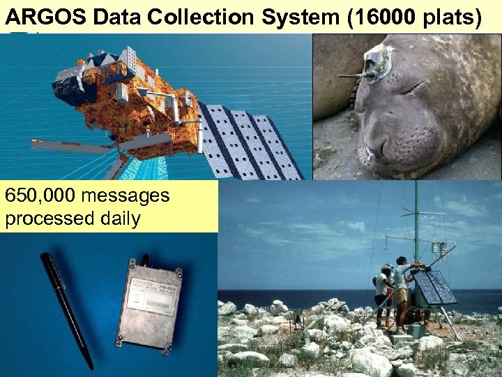 ARGOS Data Collection System (16000 plats) 650, 000 messages processed daily 