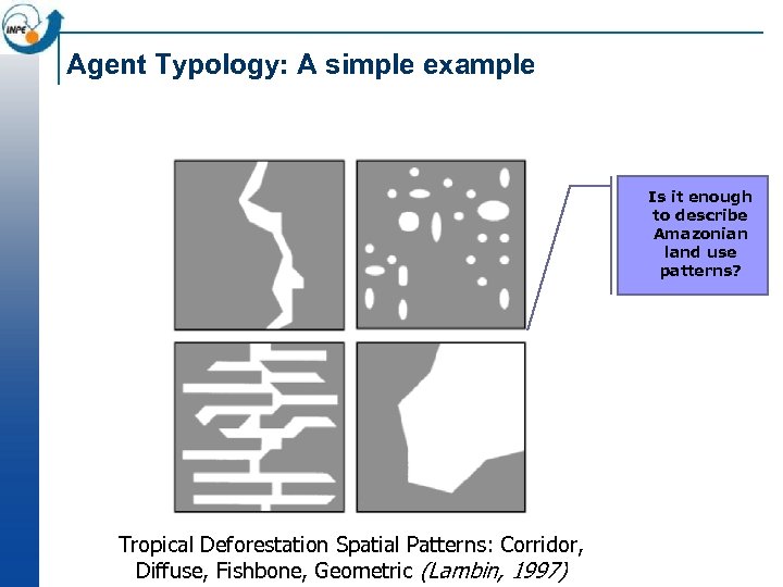 Agent Typology: A simple example Is it enough to describe Amazonian land use patterns?