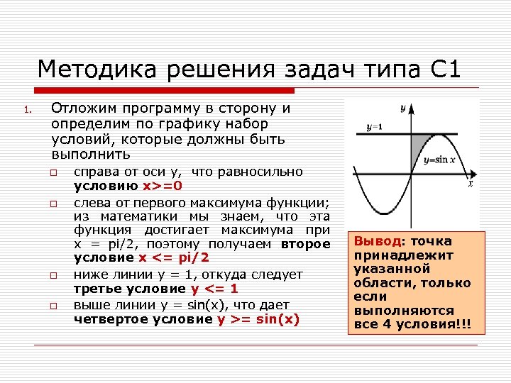 Методика решения задач типа С 1 1. Отложим программу в сторону и определим по