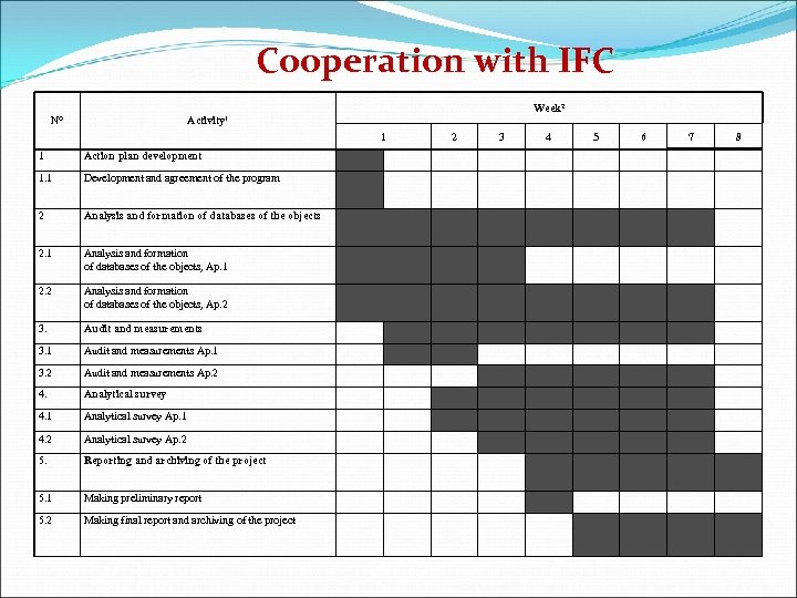 Cooperation with IFC Week 2 Activity 1 N° 1 1 Action plan development 1.