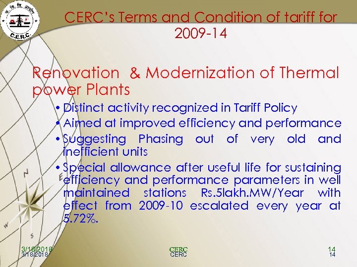 CERC’s Terms and Condition of tariff for 2009 -14 Renovation & Modernization of Thermal