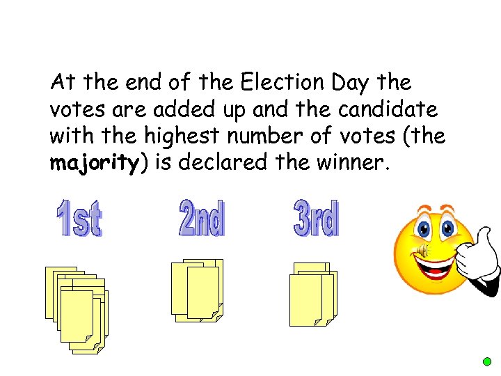 At the end of the Election Day the votes are added up and the