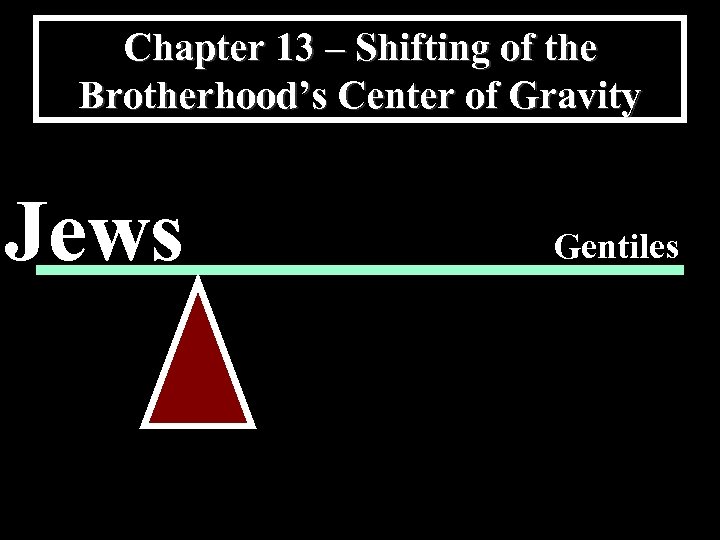 Chapter 13 – Shifting of the Brotherhood’s Center of Gravity Jews Gentiles 
