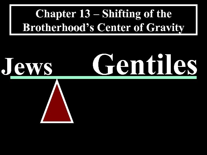 Chapter 13 – Shifting of the Brotherhood’s Center of Gravity Jews Gentiles 