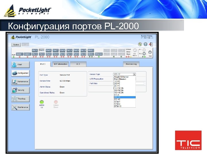 Конфигурация портов PL-2000 Company confidential 