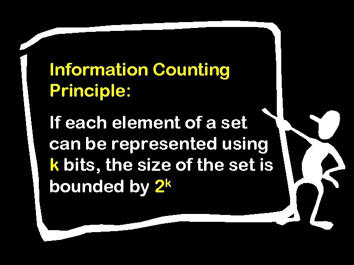 Information Counting Principle: If each element of a set can be represented using k