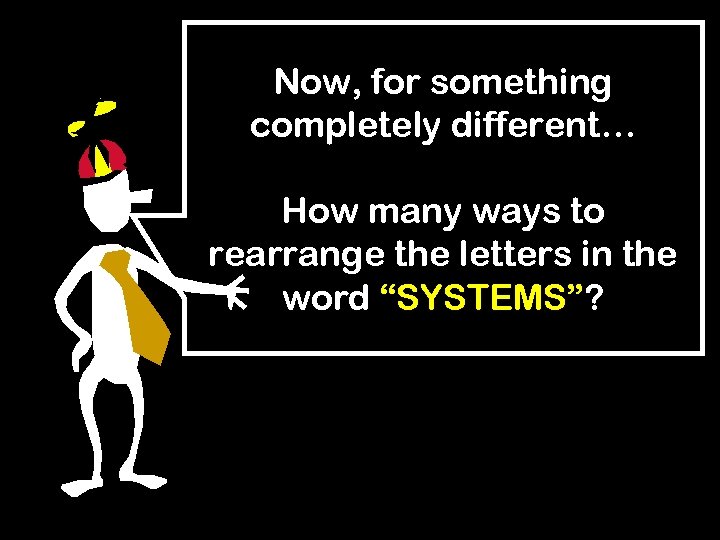 Now, for something completely different… How many ways to rearrange the letters in the