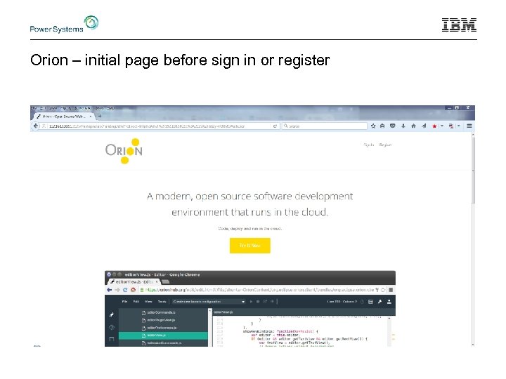 Orion – initial page before sign in or register 