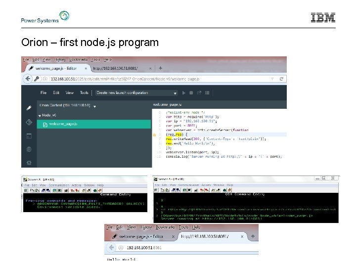 Orion – first node. js program 