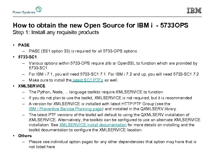 How to obtain the new Open Source for IBM i - 5733 OPS Step