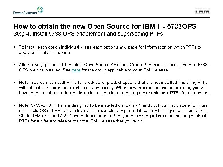 How to obtain the new Open Source for IBM i - 5733 OPS Step
