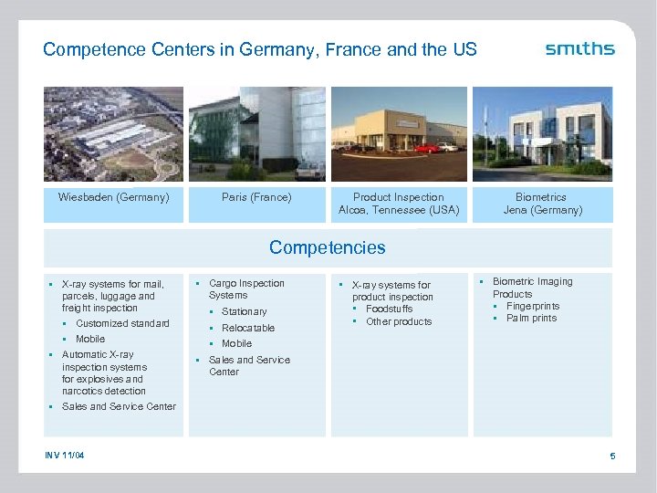 Competence Centers in Germany, France and the US Wiesbaden (Germany) Paris (France) Product Inspection