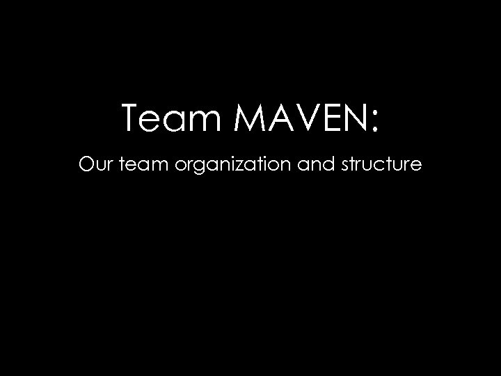 Team MAVEN: Our team organization and structure 
