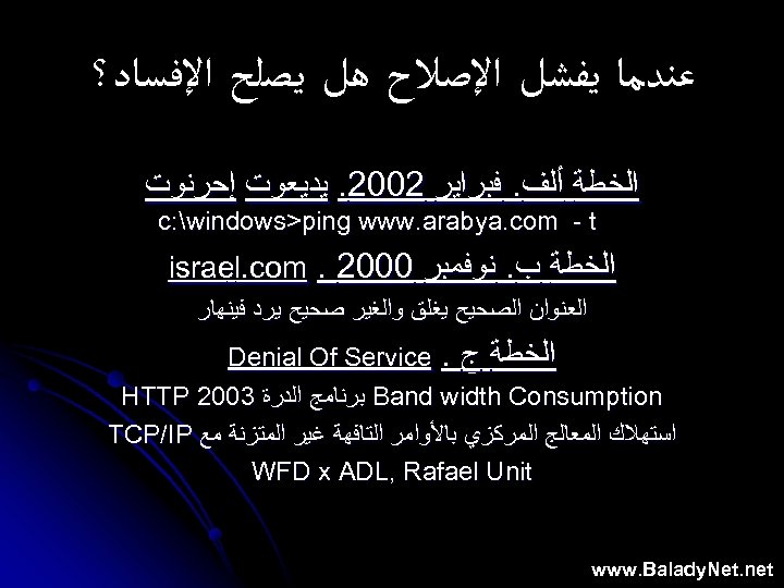  ﻋﻨﺪﻣﺎ ﻳﻔﺸﻞ ﺍﻹﺻﻼﺡ ﻫﻞ ﻳﺼﻠﺢ ﺍﻹﻓﺴﺎﺩ؟ ﺍﻟﺨﻄﺔ ﺃﻠﻒ. ﻓﺒﺮﺍﻳﺮ 2002. ﻳﺪﻳﻌﻮﺕ ﺇﺣﺮﻧﻮﺕ c: