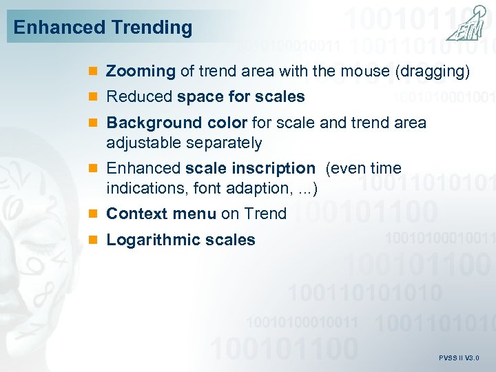 Enhanced Trending n Zooming of trend area with the mouse (dragging) n Reduced space