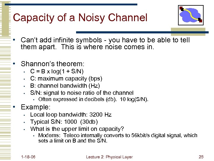 Capacity of a Noisy Channel • Can’t add infinite symbols - you have to