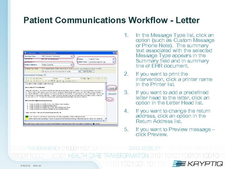 Patient Communications Workflow - Letter 1. 2. If you want to add a predefined