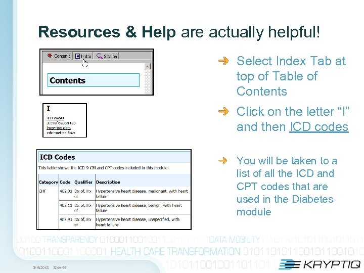 Resources & Help are actually helpful! Select Index Tab at top of Table of
