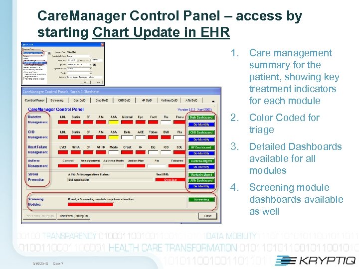 Care. Manager Control Panel – access by starting Chart Update in EHR 1. Care