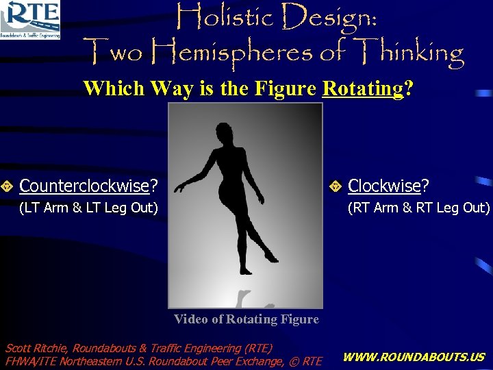 Holistic Design: Two Hemispheres of Thinking Which Way is the Figure Rotating? Counterclockwise? Clockwise?