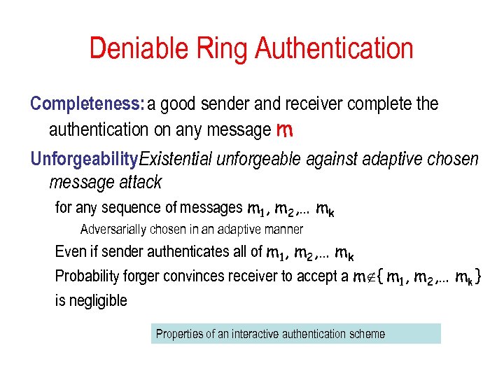 Deniable Ring Authentication Completeness: a good sender and receiver complete the authentication on any