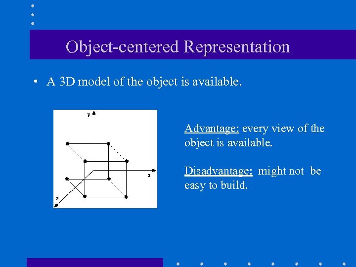 Object-centered Representation • A 3 D model of the object is available. Advantage: every