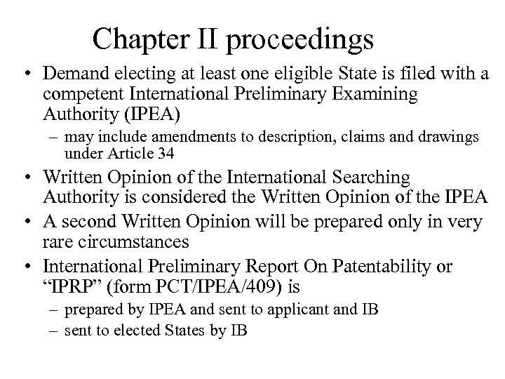 Chapter II proceedings • Demand electing at least one eligible State is filed with
