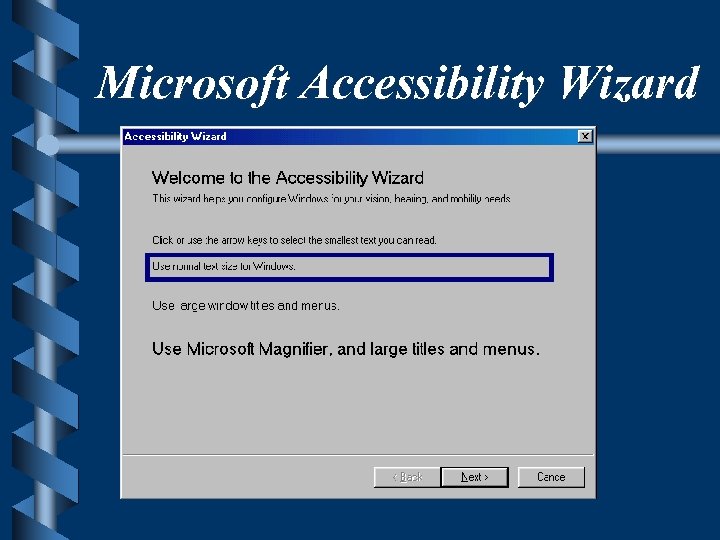 Microsoft Accessibility Wizard 