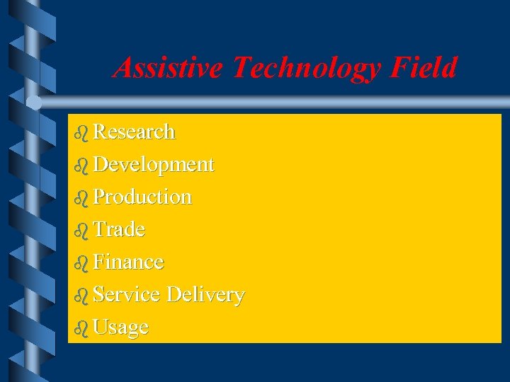 Assistive Technology Field b Research b Development b Production b Trade b Finance b