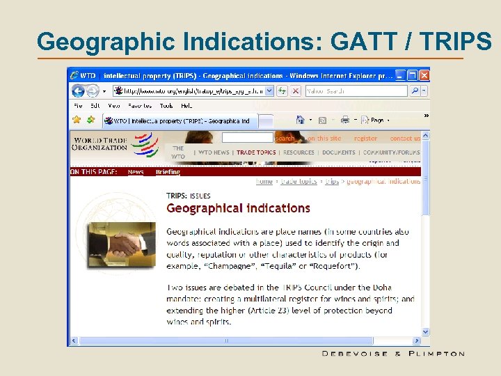 Geographic Indications: GATT / TRIPS Sherry, Spain 