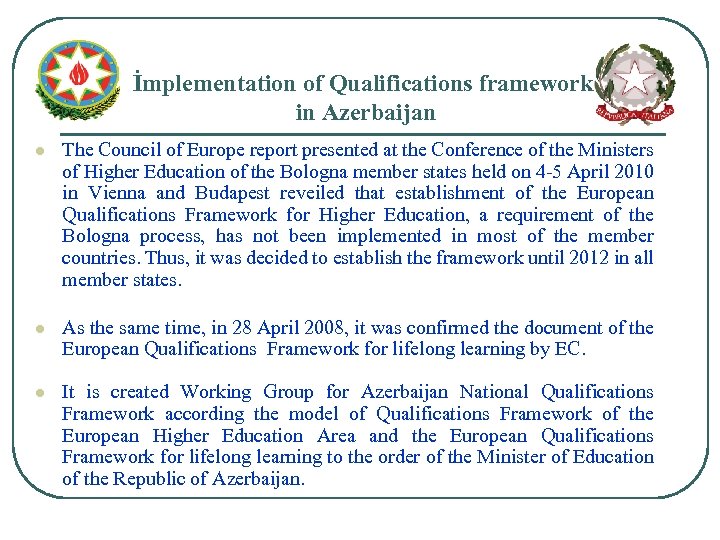 İmplementation of Qualifications framework in Azerbaijan l The Council of Europe report presented at