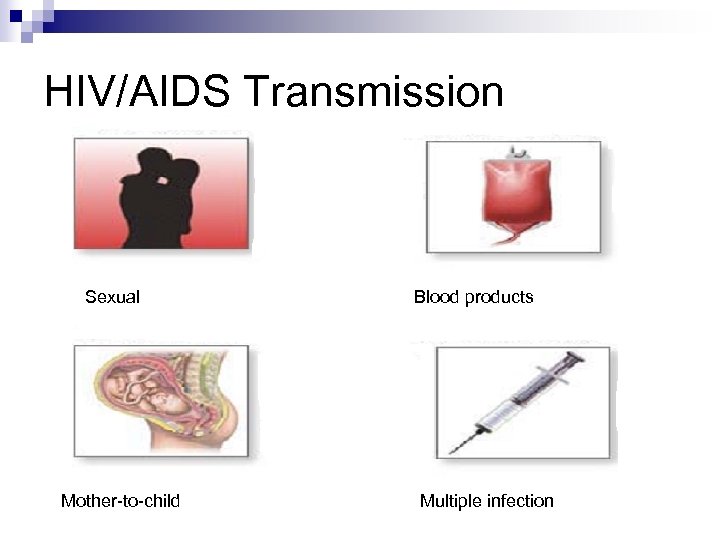 HIV/AIDS Transmission Sexual Blood products Mother-to-child Multiple infection 