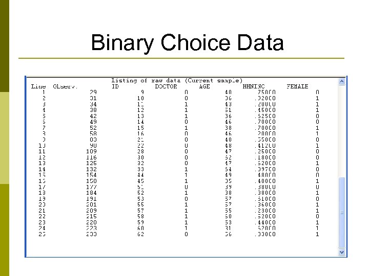 Binary Choice Data 