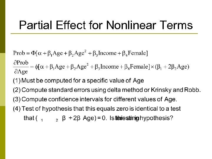 Partial Effect for Nonlinear Terms 