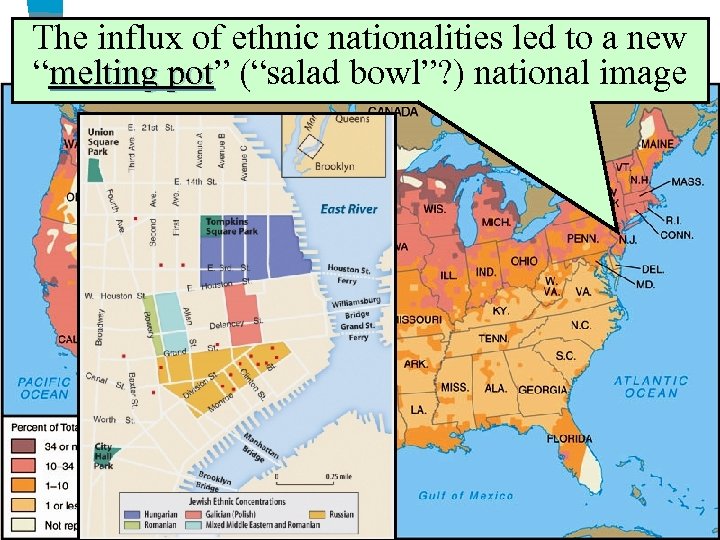 The. Foreign-born nationalities led to a new influx of ethnic Population, 1890 “melting pot”