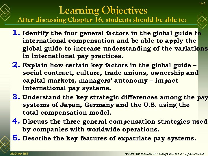 Learning Objectives 16 -2 After discussing Chapter 16, students should be able to: 1.