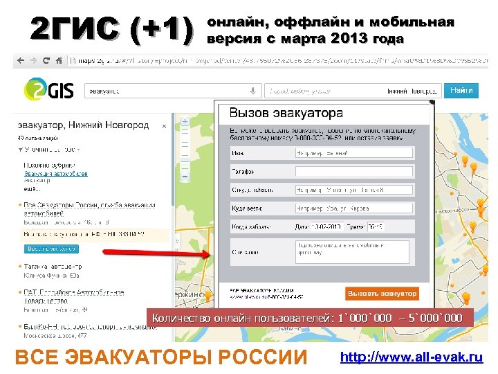 2 ГИС (+1) онлайн, оффлайн и мобильная версия с марта 2013 года Количество онлайн
