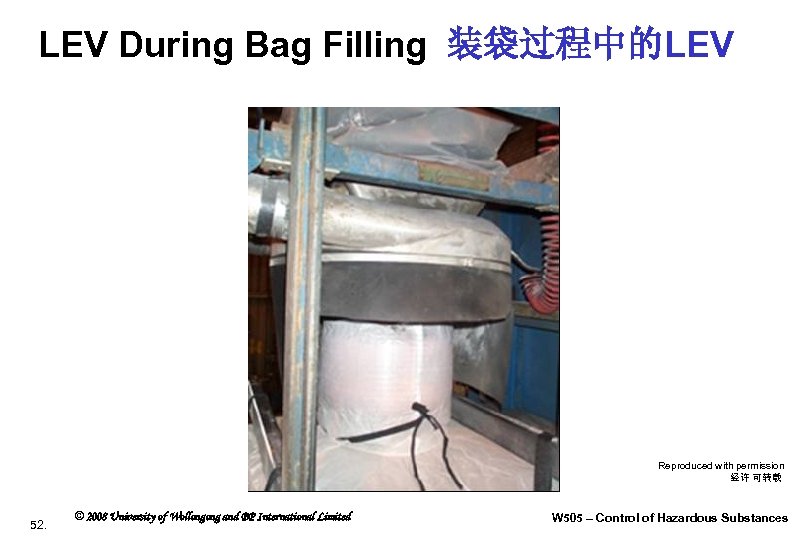 LEV During Bag Filling 装袋过程中的LEV Reproduced with permission 经许 可转载 52. © 2008 University