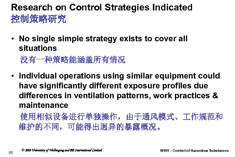 Research on Control Strategies Indicated 控制策略研究 • No single simple strategy exists to cover
