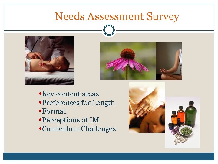 Needs Assessment Survey • Key content areas • Preferences for Length • Format •