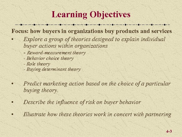 Learning Objectives Focus: how buyers in organizations buy products and services • Explore a