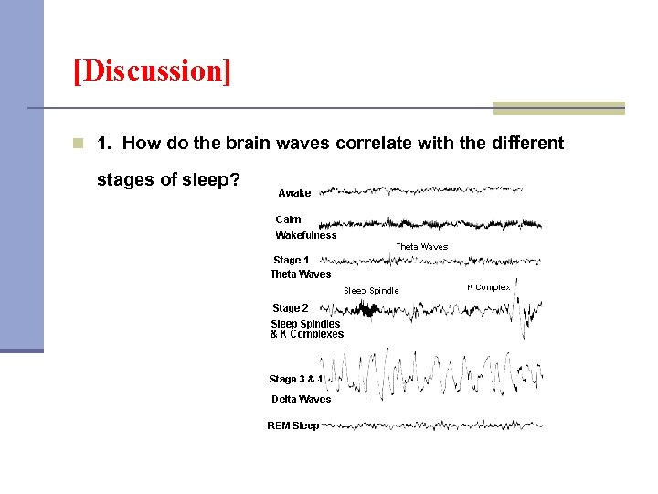 [Discussion] n 1. How do the brain waves correlate with the different stages of