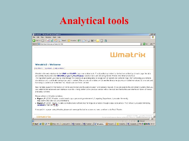 Analytical tools 