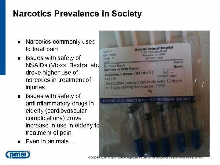 Narcotics Prevalence in Society n n Narcotics commonly used to treat pain Issues with