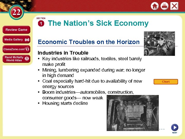 SECTION 1 The Nation’s Sick Economy Economic Troubles on the Horizon Industries in Trouble