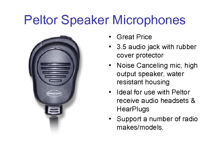 Peltor Speaker Microphones • Great Price • 3. 5 audio jack with rubber cover