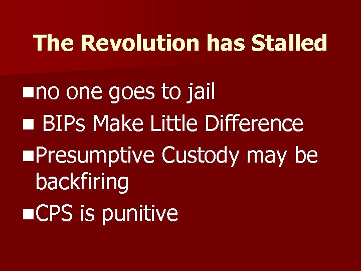 The Revolution has Stalled nno one goes to jail n BIPs Make Little Difference