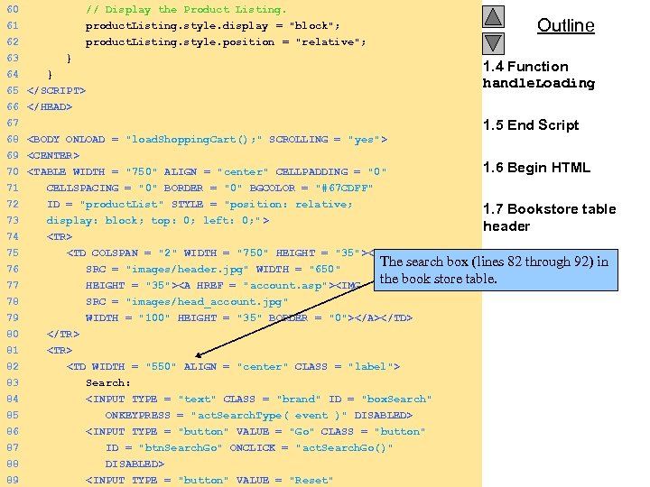 60 // Display the Product Listing. Outline 61 product. Listing. style. display = "block";
