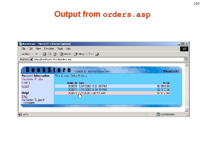 105 Output from orders. asp 