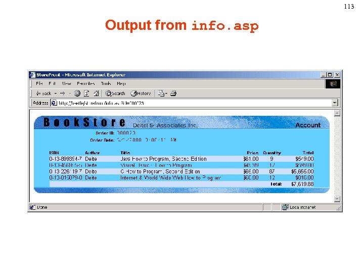 113 Output from info. asp 